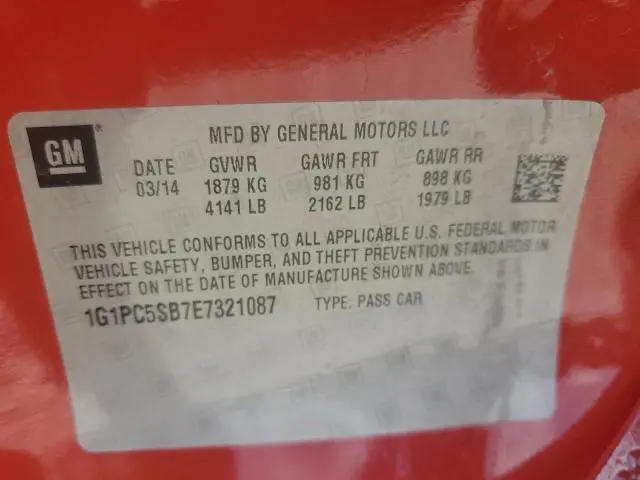 2014 CHEVROLET CRUZE LT