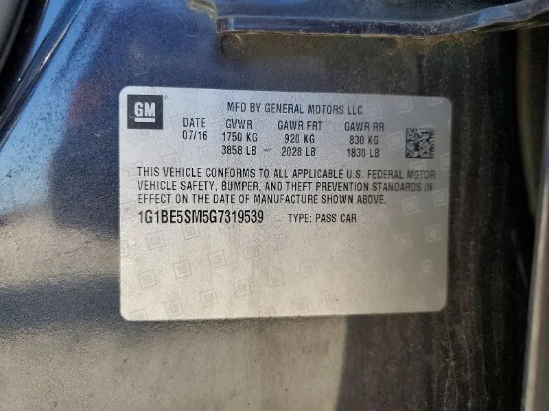 2016 CHEVROLET CRUZE LT  
