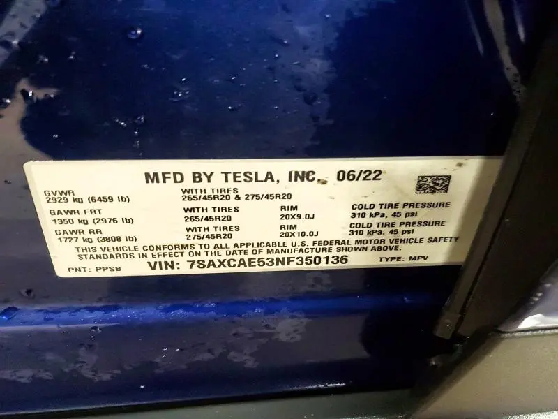 2022 TESLA MODEL X   