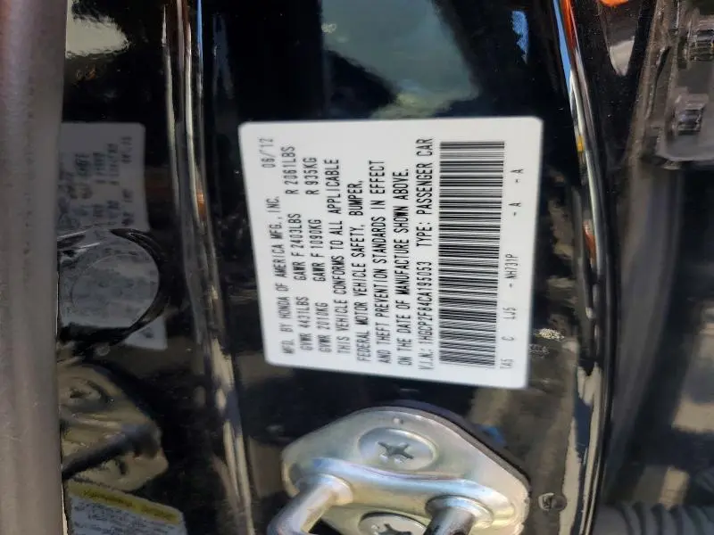 2012 HONDA ACCORD EXL  