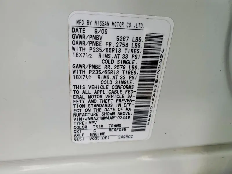 2010 NISSAN MURANO S  