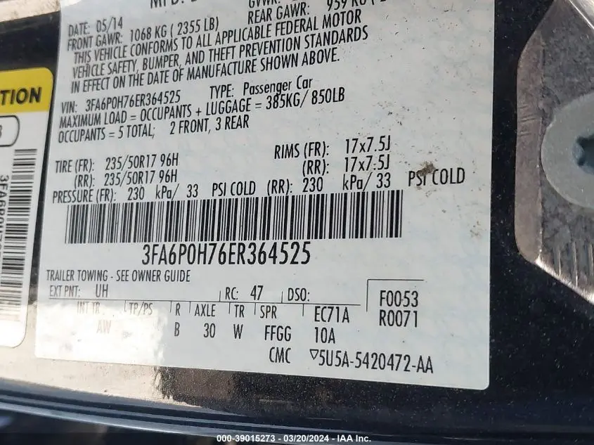 2014 FORD FUSION SE