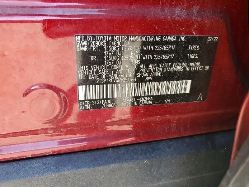2022 TOYOTA RAV4 XLE  
