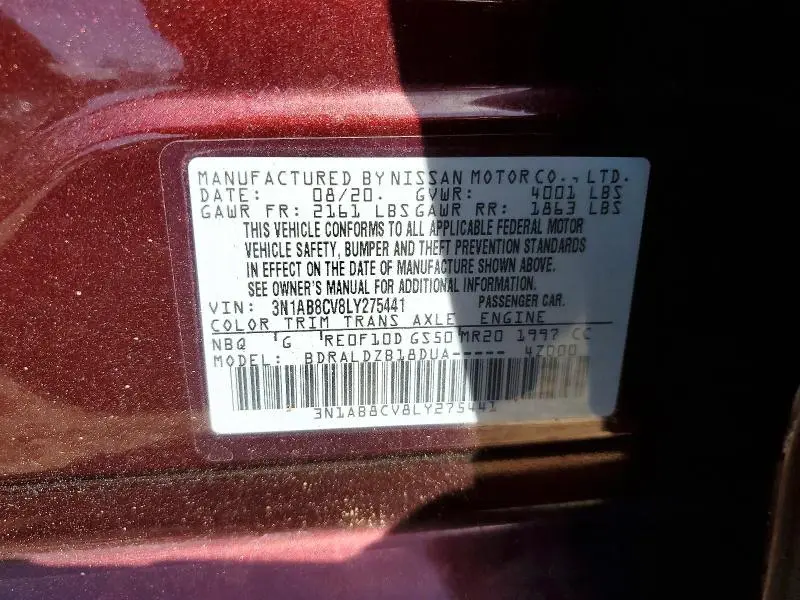 2020 NISSAN SENTRA SV  