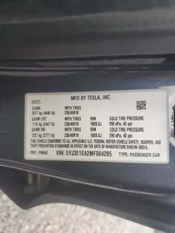 2021 TESLA MODEL 3   