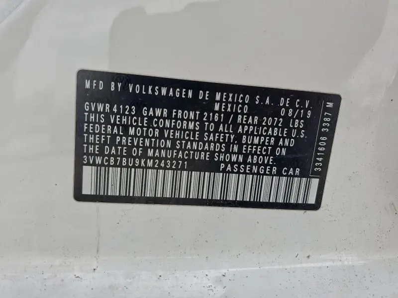 2019 VOLKSWAGEN JETTA S  