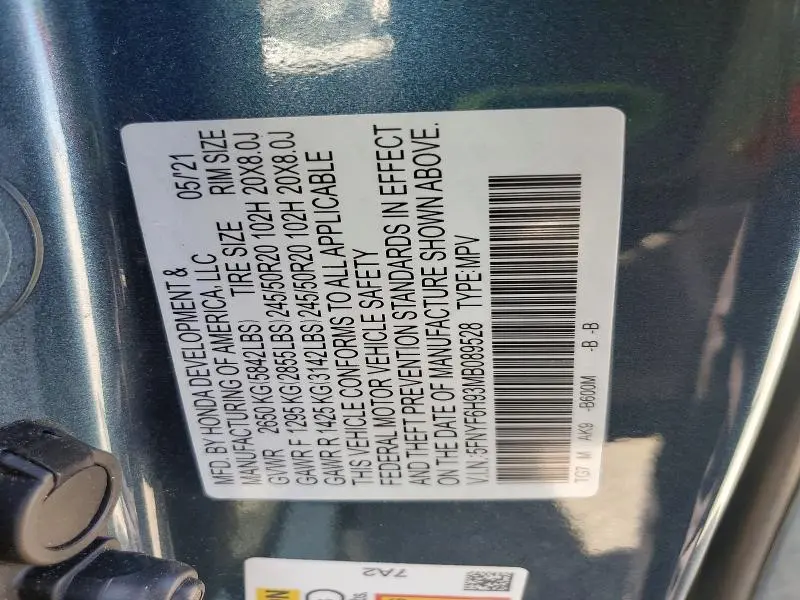 2021 HONDA PILOT TOURING  