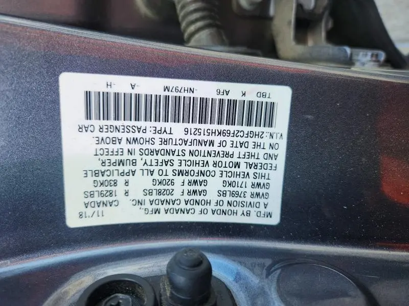 2019 HONDA CIVIC LX  