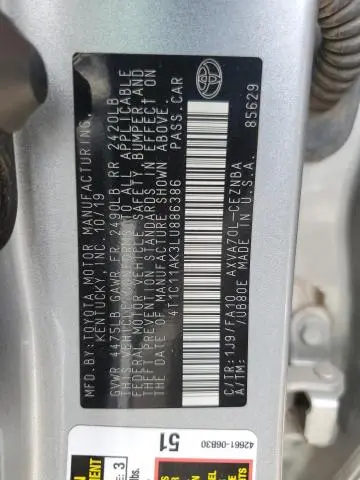 2020 TOYOTA CAMRY LE