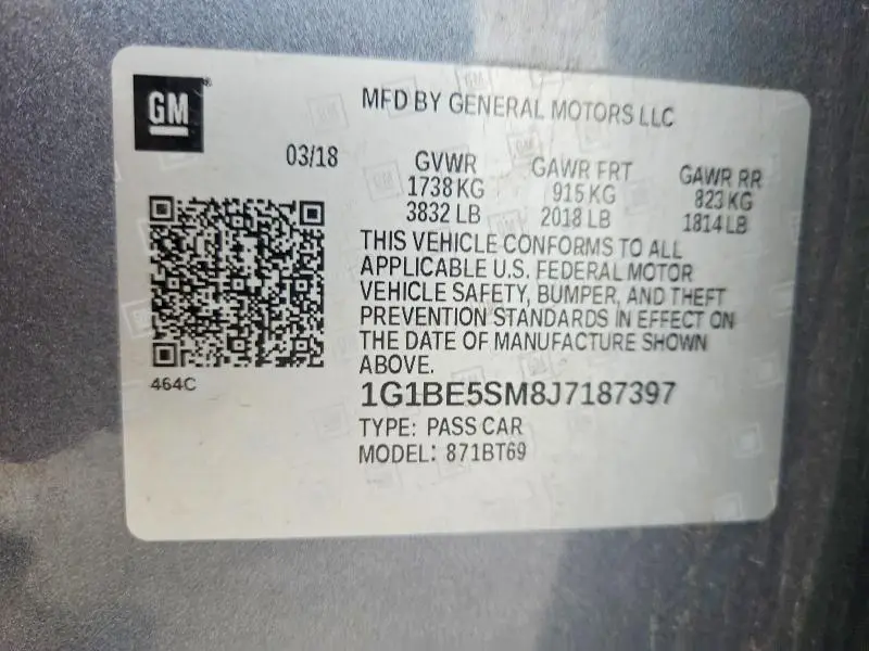 2018 CHEVROLET CRUZE LT  