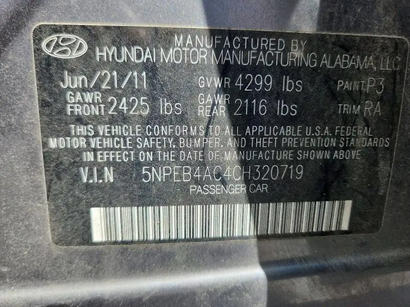 2012 HYUNDAI SONATA GLS  