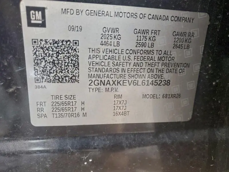 2020 CHEVROLET EQUINOX LT  