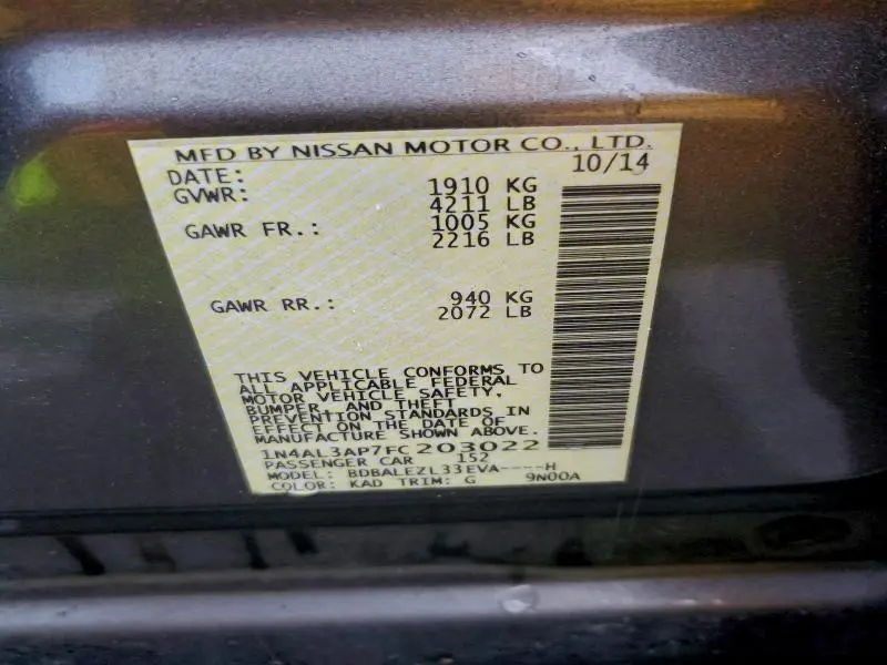 2015 NISSAN ALTIMA 2.5  