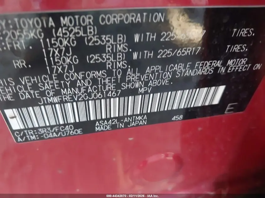 2016 TOYOTA RAV4 XLE