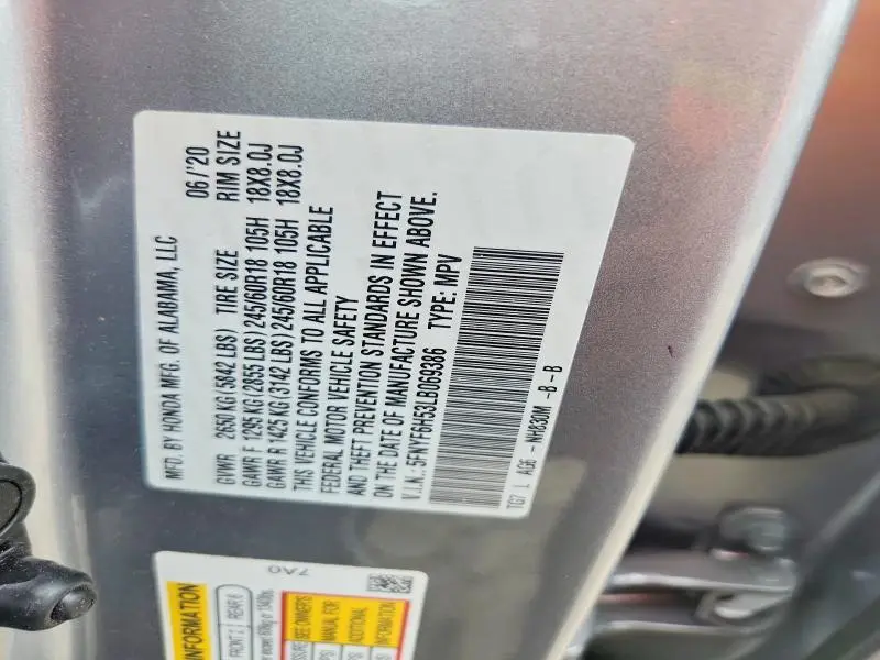 2020 HONDA PILOT EXL  