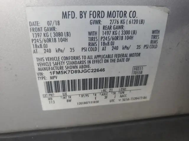 2018 FORD EXPLORER XLT  