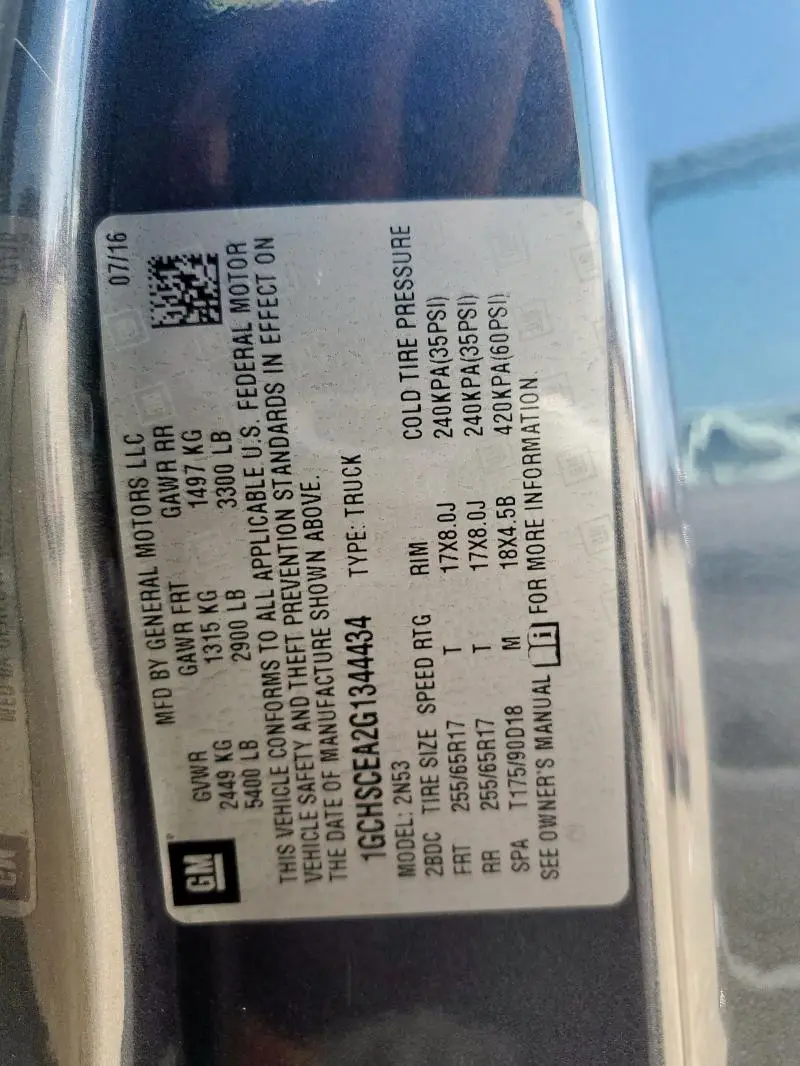 2016 CHEVROLET COLORADO LT  