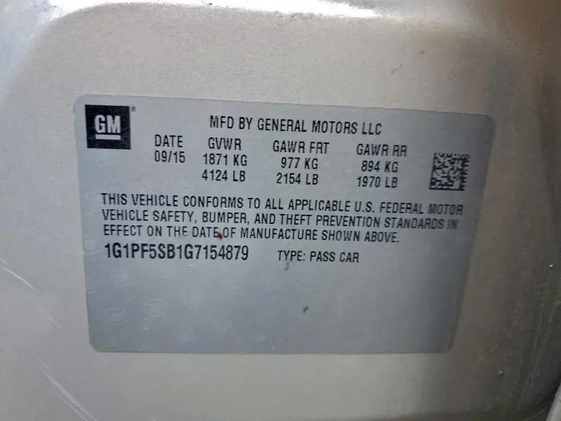 2016 CHEVROLET CRUZE LIMITED LT  