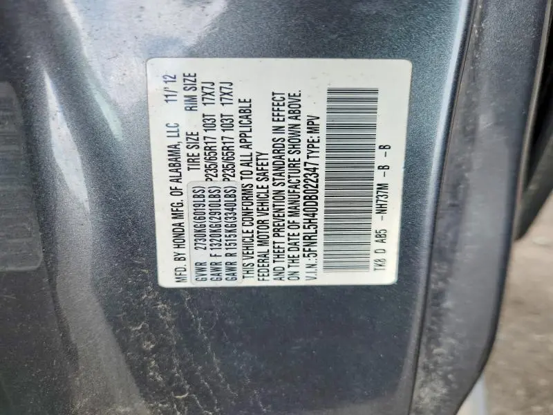2013 HONDA ODYSSEY EX  