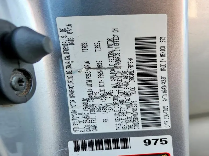 2016 TOYOTA TACOMA DOUBLE CAB  