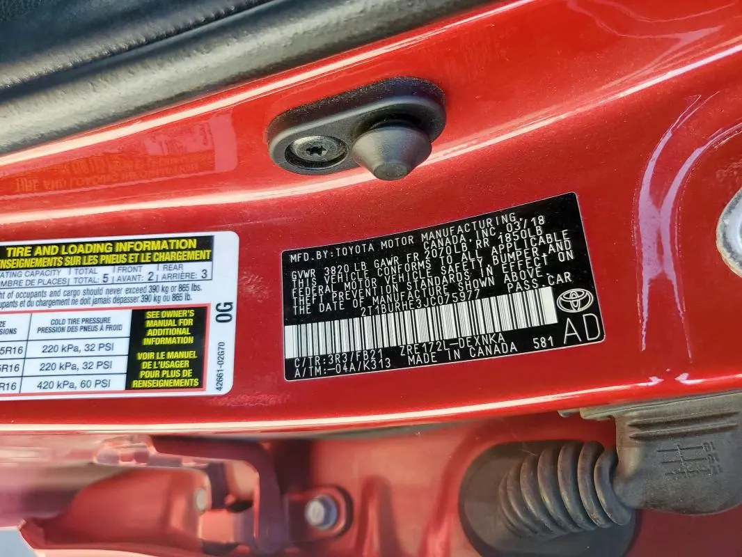 2018 TOYOTA COROLLA L  