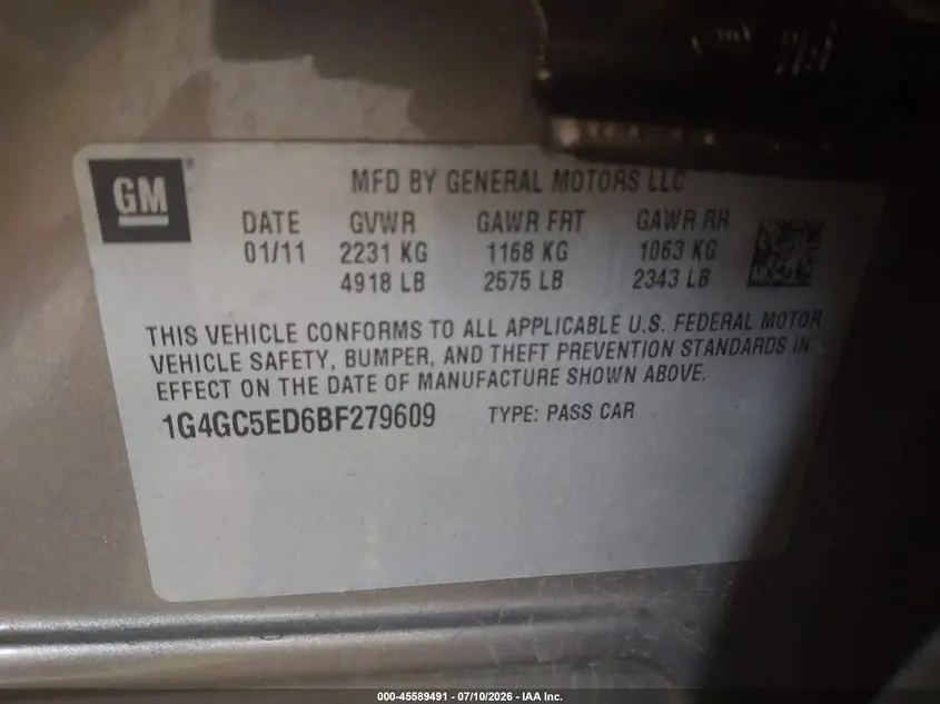 2011 BUICK LACROSSE CXL