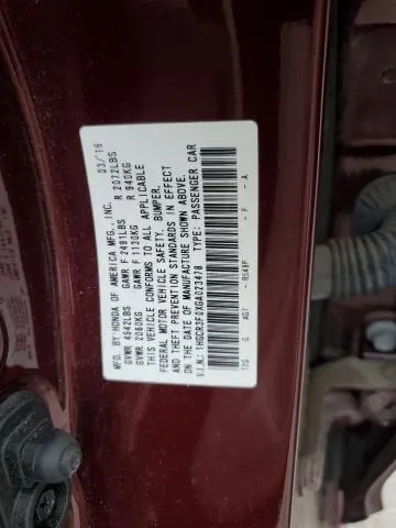 2016 HONDA ACCORD EXL  
