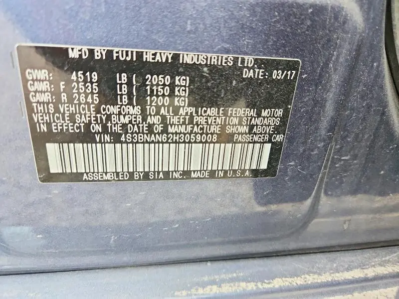 2017 SUBARU LEGACY 2.5I LIMITED  