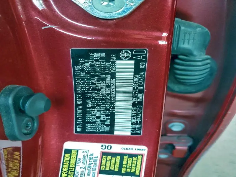 2016 TOYOTA COROLLA L  