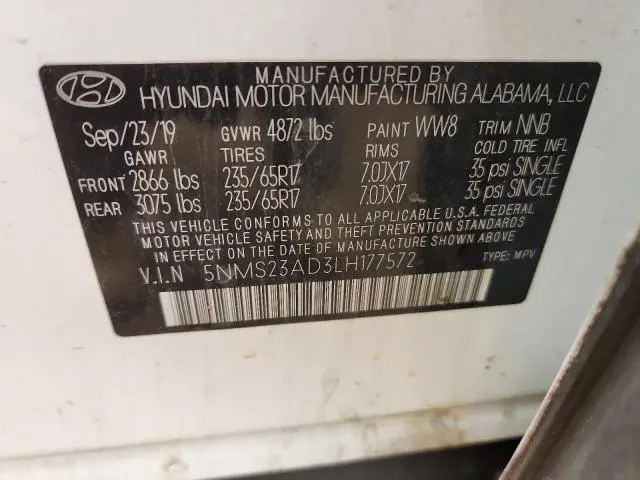 2020 HYUNDAI SANTA FE SE  