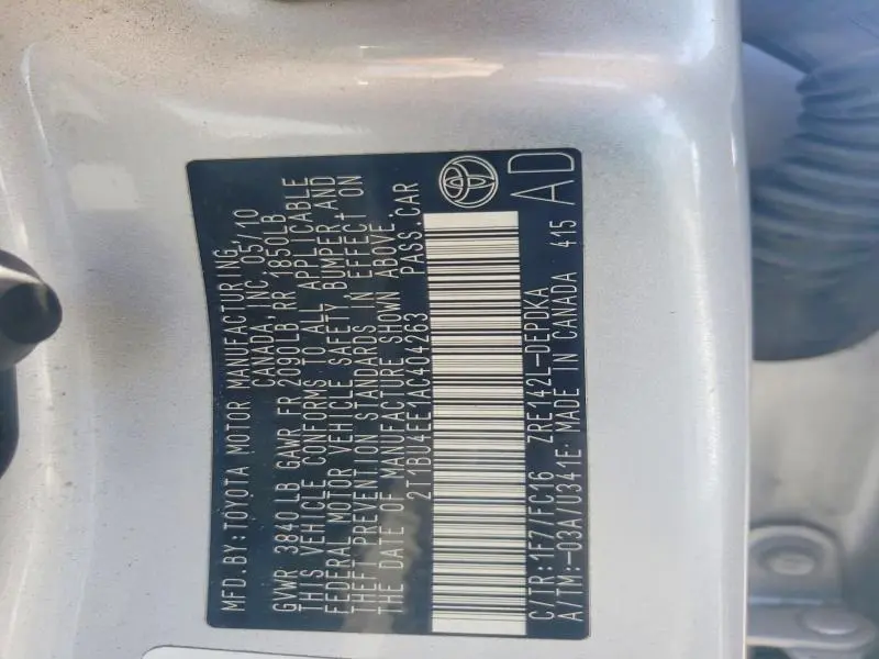 2010 TOYOTA COROLLA LE  