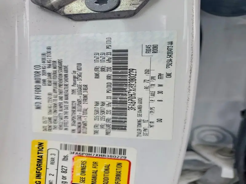 2017 FORD FUSION SE  