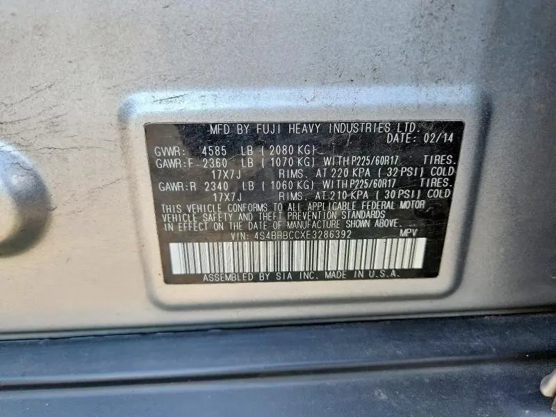 2014 SUBARU OUTBACK 2.5I PREMIUM  
