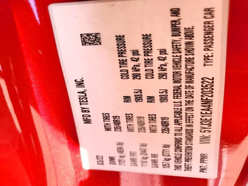 2022 TESLA MODEL 3   