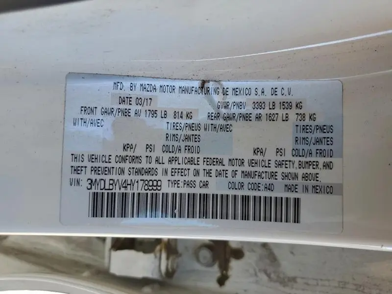 2017 TOYOTA YARIS IA   