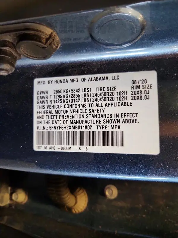 2021 HONDA PILOT SE  
