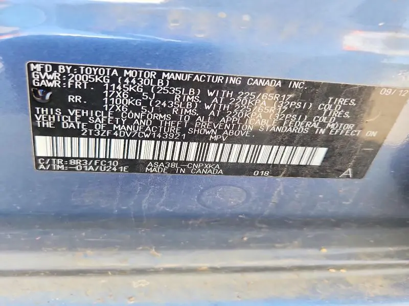 2012 TOYOTA RAV4 BASE  