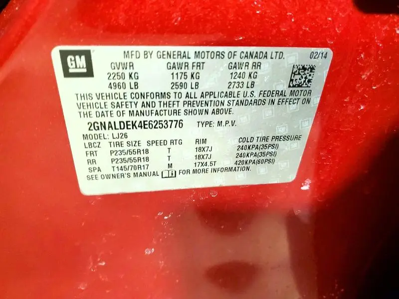 2014 CHEVROLET EQUINOX LTZ  