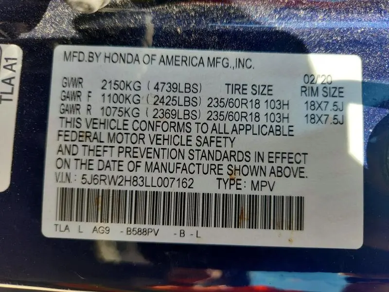2020 HONDA CR-V EXL  