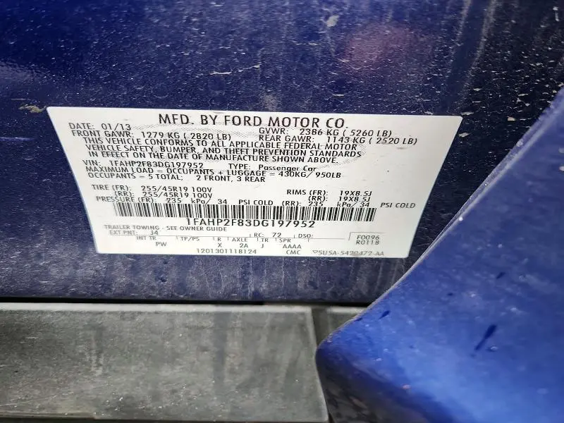 2013 FORD TAURUS LIMITED  