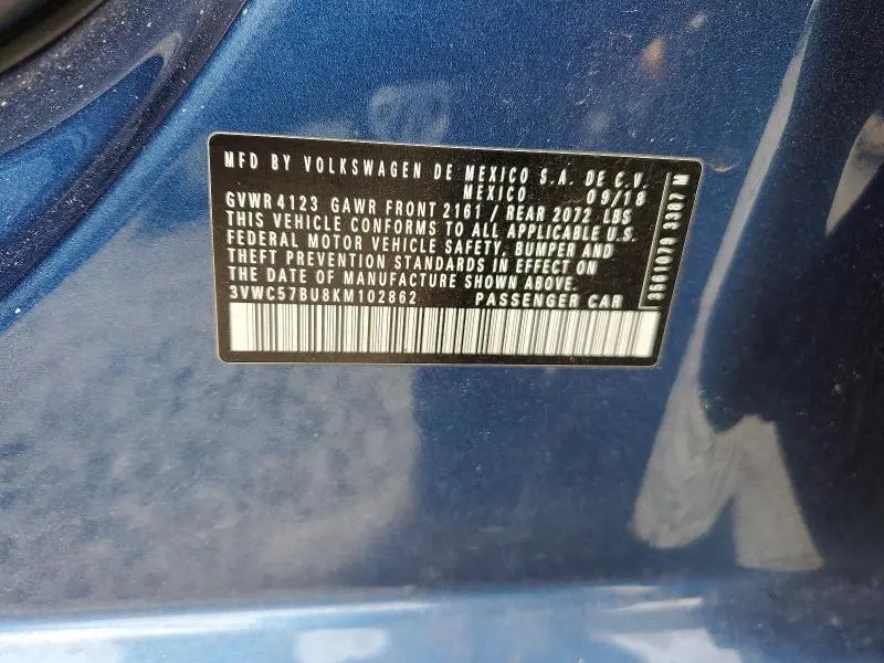 2019 VOLKSWAGEN JETTA S  