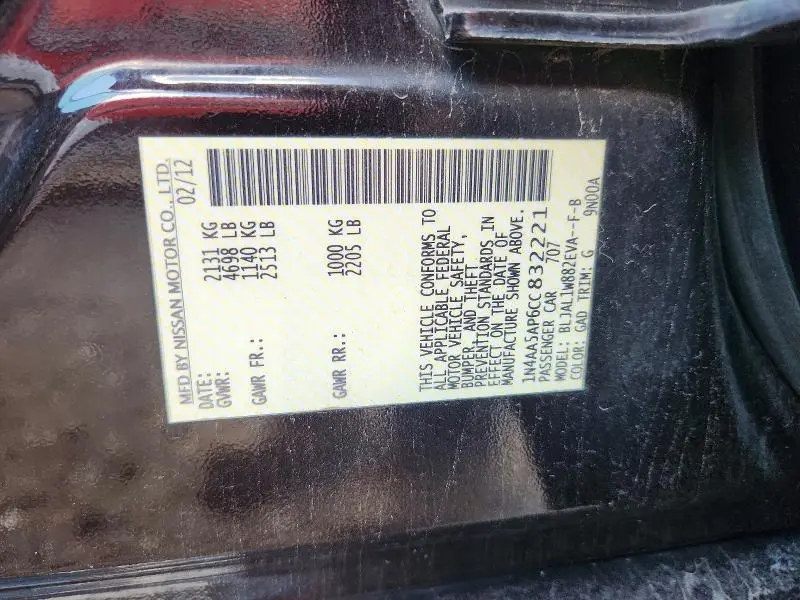 2012 NISSAN MAXIMA 3.5 S  