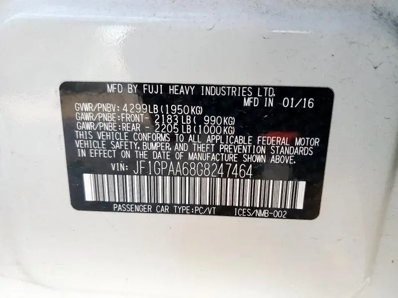 2016 SUBARU IMPREZA   