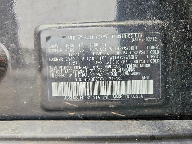 2013 SUBARU OUTBACK 2.5I PREMIUM  