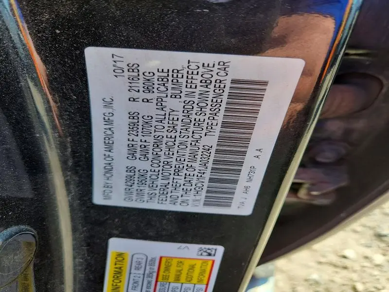 2018 HONDA ACCORD EX  