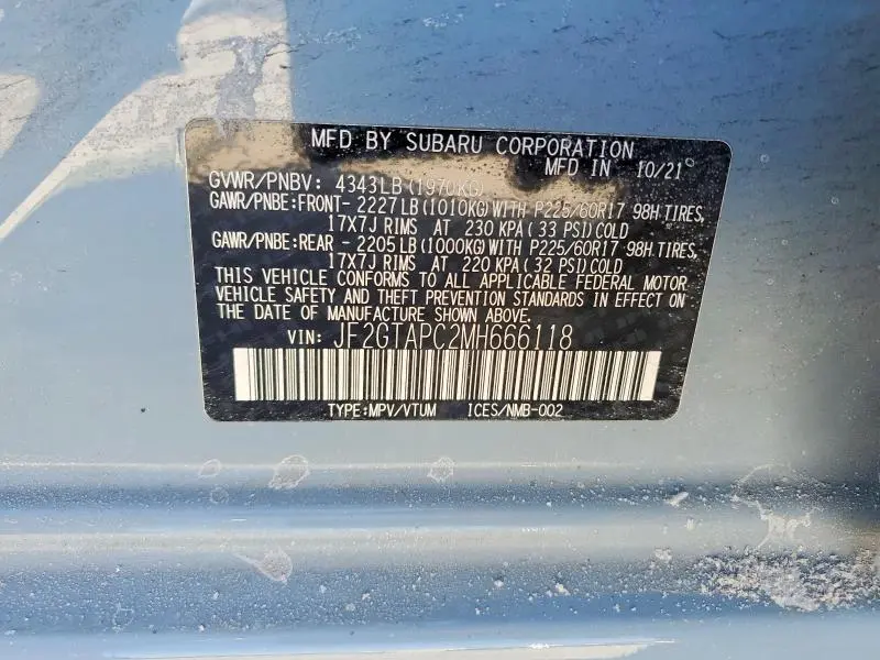 2021 SUBARU CROSSTREK PREMIUM  