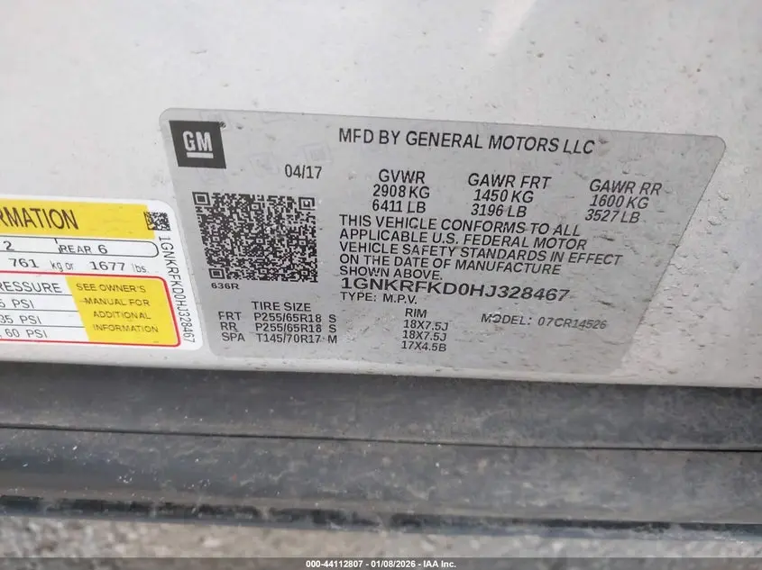 2017 CHEVROLET TRAVERSE LS
