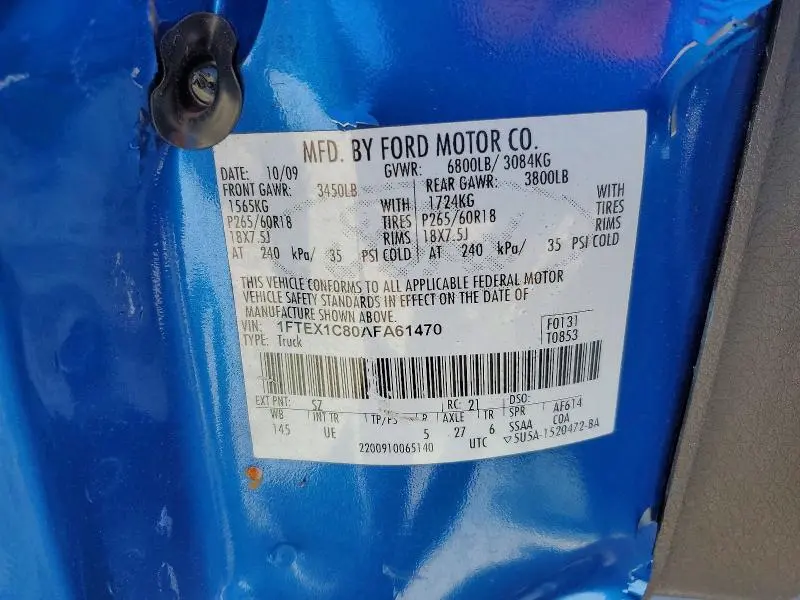 2010 FORD F150 SUPER CAB  