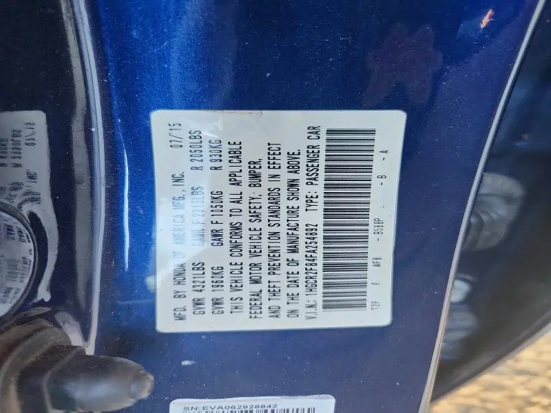 2015 HONDA ACCORD EXL  