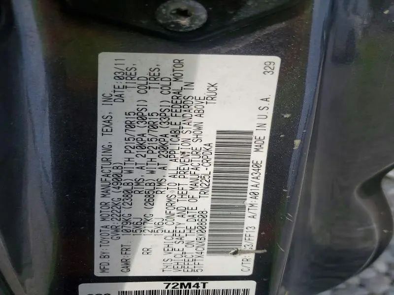 2011 TOYOTA TACOMA ACCESS CAB  